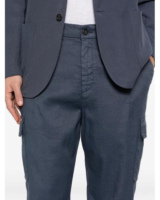 Eleventy Blue Button-Fastening Cargo Pants for men