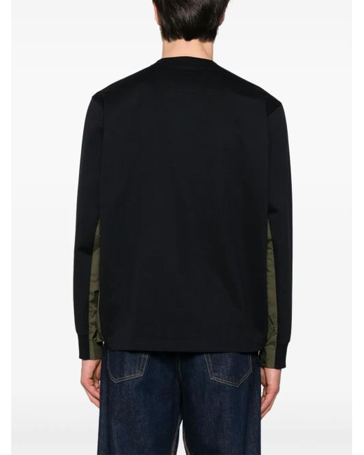 Sacai Black Jersey-Texture Sweatshirt for men