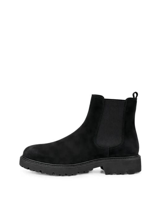 Doucal's Black Bottines Chelsea En Daim À Semelle Crantée for men