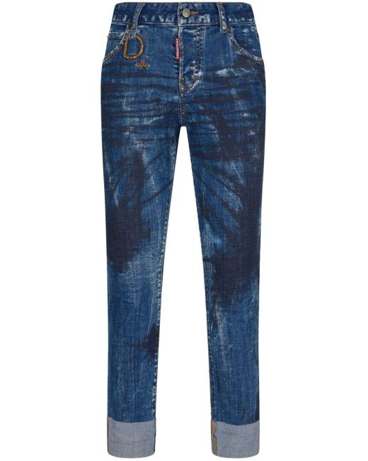 DSquared² Blue Stonewashed Slim-cut Jeans