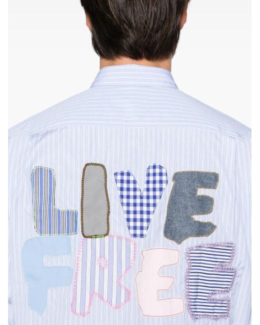 Comme des Garçons White Cotton Stripe Patch Shirt for men