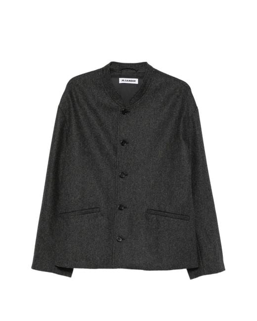 Jil Sander Black Band-Collar Single-Breasted Jacket for men