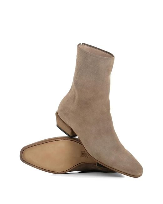 Pantanetti Natural Back-Zip Suede Ankle Boots