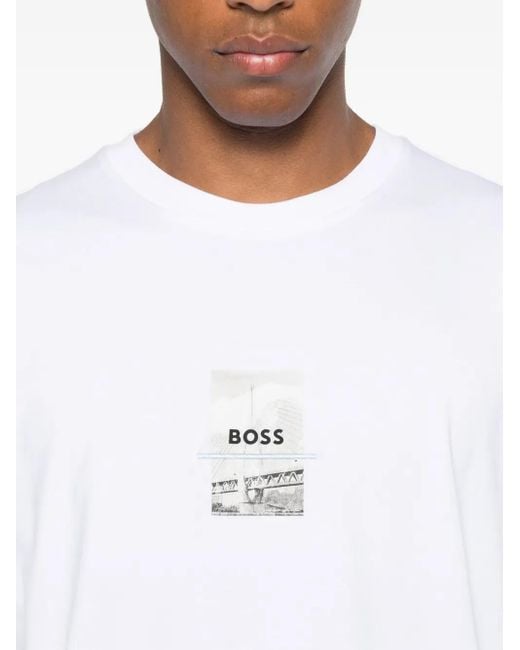 Boss T-Shirt Met Grafische Print in het White voor heren