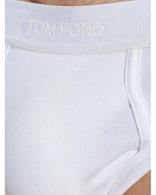 Tom Ford White Logo-Waistband Briefs for men