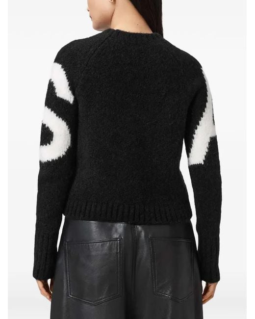 AllSaints Black Sylvie Long-Sleeve Graphic Sweater