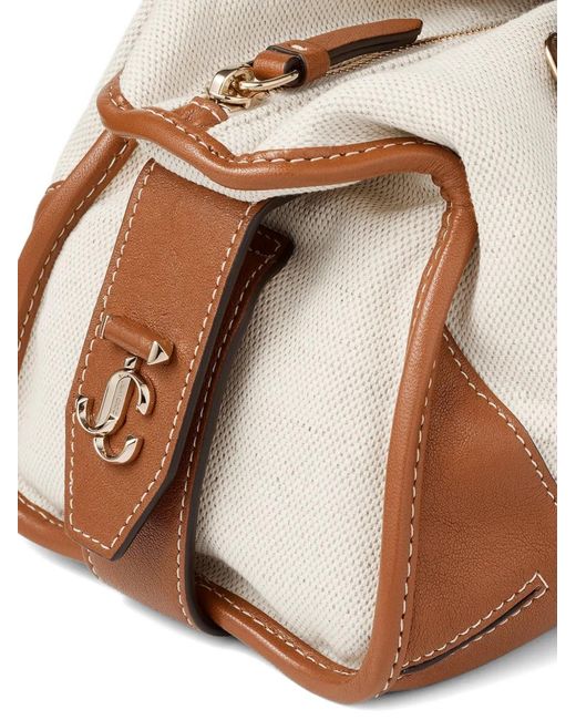 Jimmy Choo Brown Bar Leather-Trim Tote Bag
