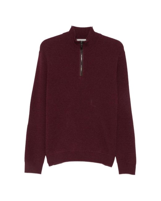 Canali Purple Half-Zip Knitted Sweater for men