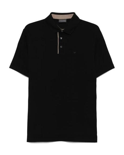 メンズ Emporio Armani ロゴ ポロシャツ Black