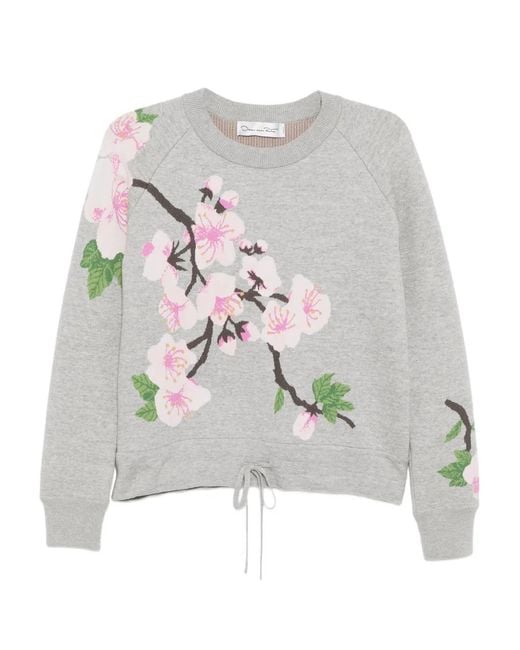 Oscar de la Renta Gray Graphic Print Sweatshirt