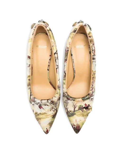 Undercover Metallic Beaded-Embellishment Printed Pumps