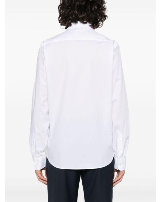 Calvin Klein White Monogram-embroidered Cotton Shirt for men