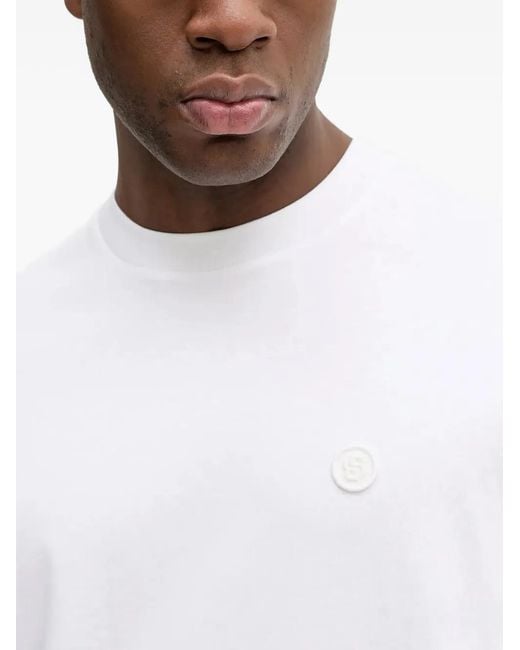 Boss White Crew-Neck T-Shirt for men