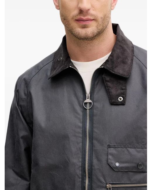Barbour Gray Veste À Col En Velours Côtelé Et Poches Multiples for men