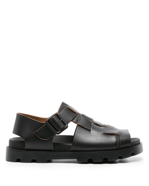 Camper Black Merco Woven Leather Sandals