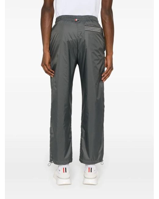 Thom Browne Gray Logo-Patch Sheer-Ripstop Track Pants for men