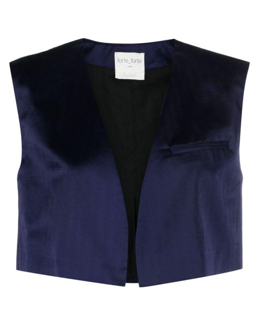 Forte Forte Blue Padded-shoulders Herringbone Waistcoat
