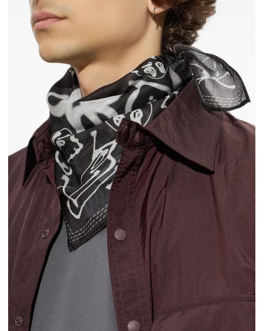 Y-3 Metallic Graphic-Print Scarf