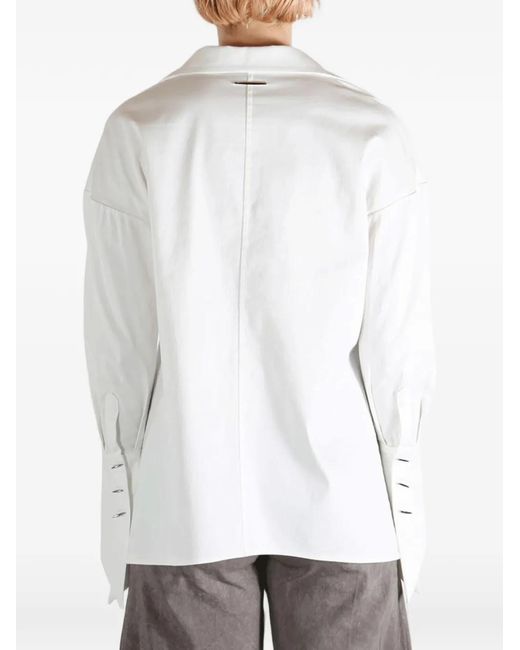 GRACE LING White Oversized-Fit Wrap Shirt