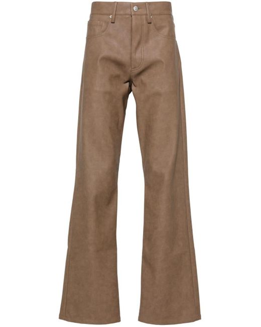 M I S B H V Brown Faux-leather Straight-leg Trousers for men