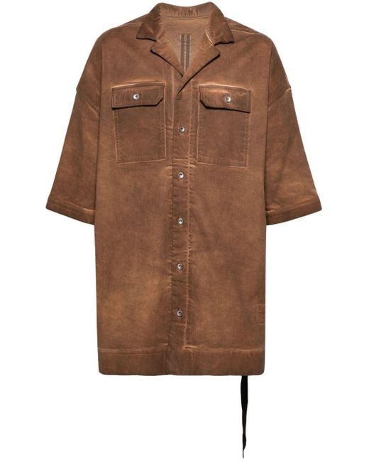 Rick Owens Brown Magnum Tommy Waxed Shirt for men