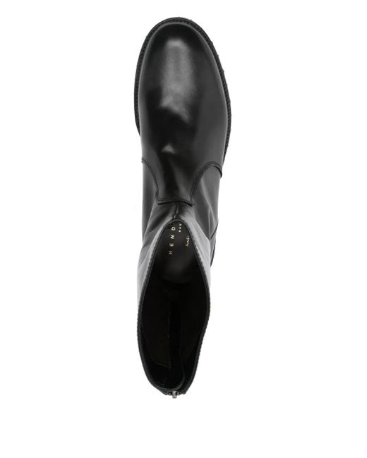 Henderson Black Zip-Fastening Leather Boots for men