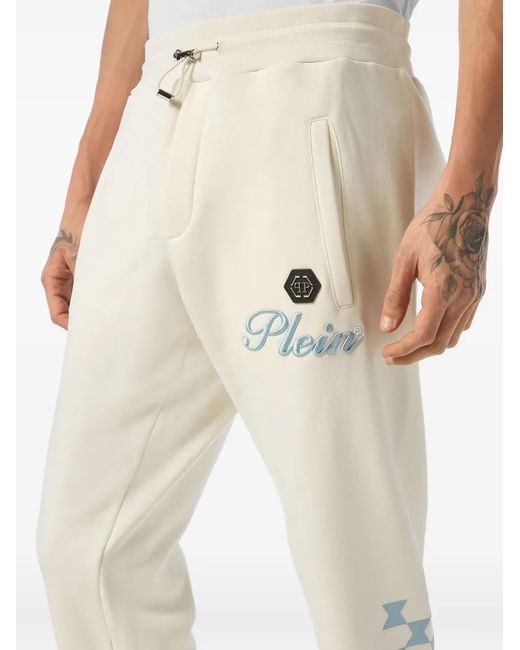 Philipp Plein White Logo-Patch Track Pants for men