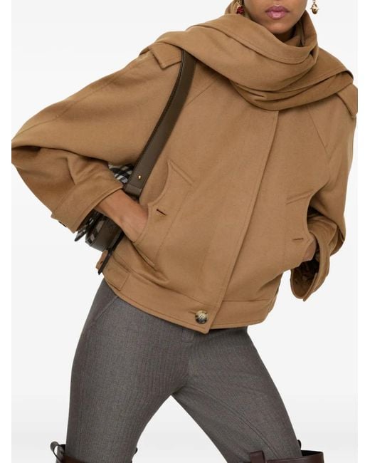 Burberry Brown Detachable Scarf Cashmere Jacket