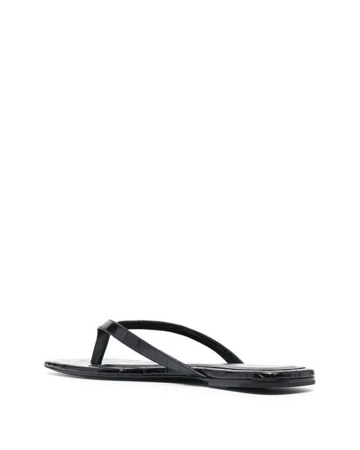 Totême White Croco-Embossed Flip Flops