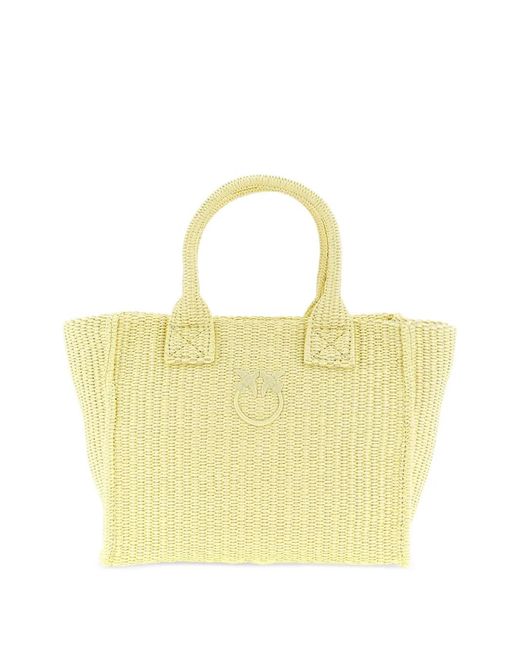 Pinko Yellow Beach Mini Tote Bag