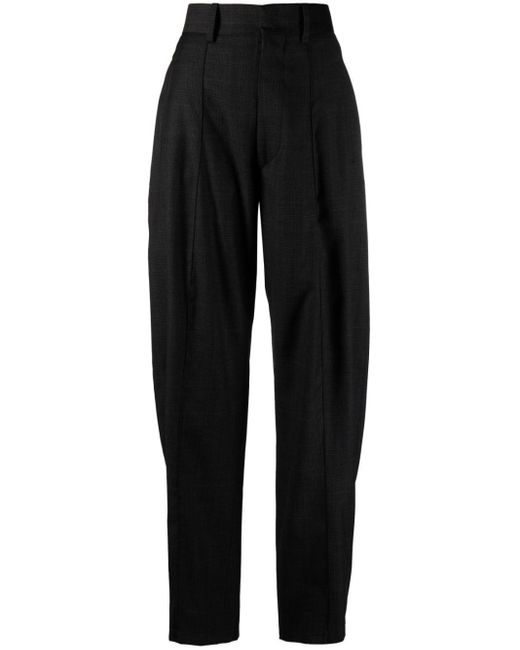 Isabel Marant Black Sopiavea Checkered High-waisted Trousers