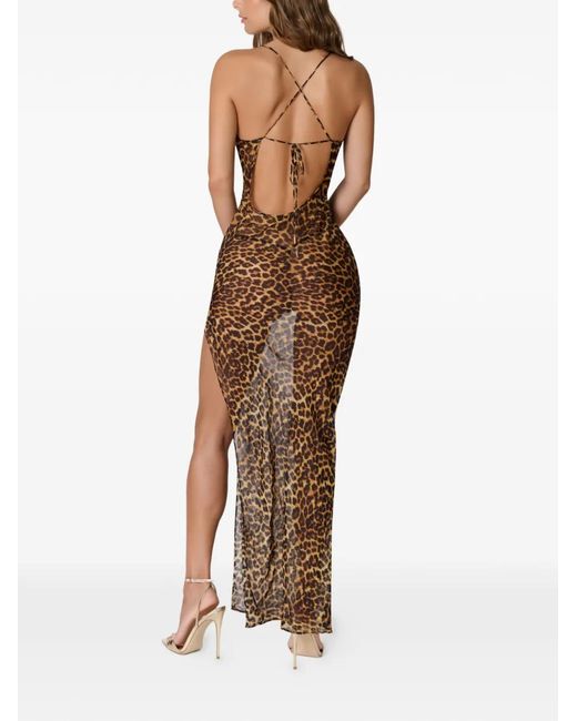Maison Close Natural Leopard-Print Backless Dress