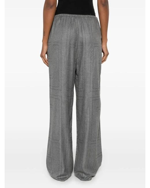 Totême  Gray Monogram Flannel Trousers