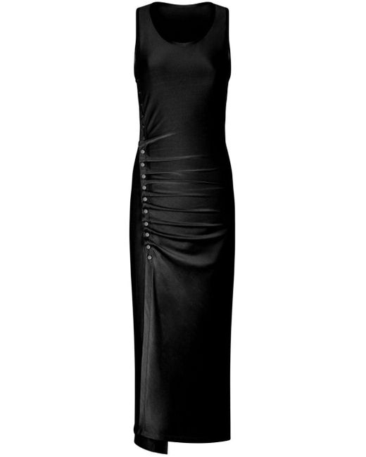 Rabanne Black Stud-detailed Sleeveless Midi Dress