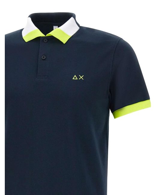 Sun 68 Blue Colour-Block Polo Shirt for men