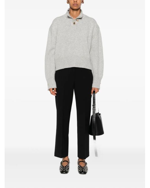 Brandon Maxwell Gray The Rowe High-neck Button-front Sweater