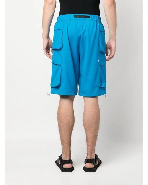 Bonsai Blue Virgin Wool Cargo Shorts for men