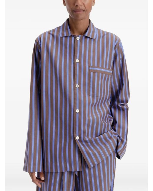 Tekla Purple Haut De Pyjama À Rayures