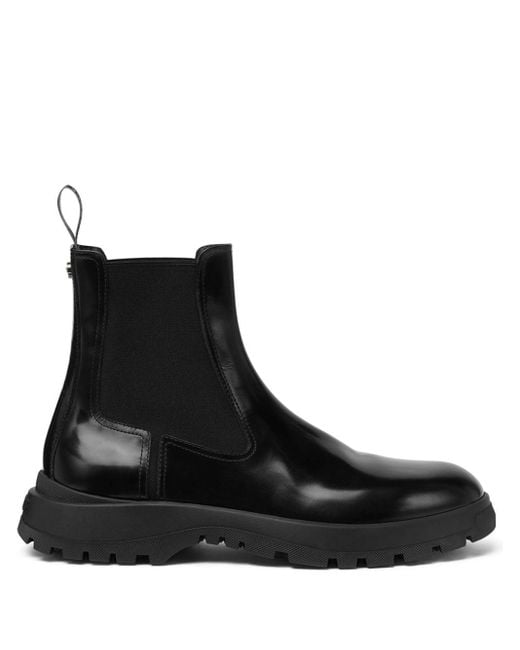 Versace Black Leather Chelsea Boots for men