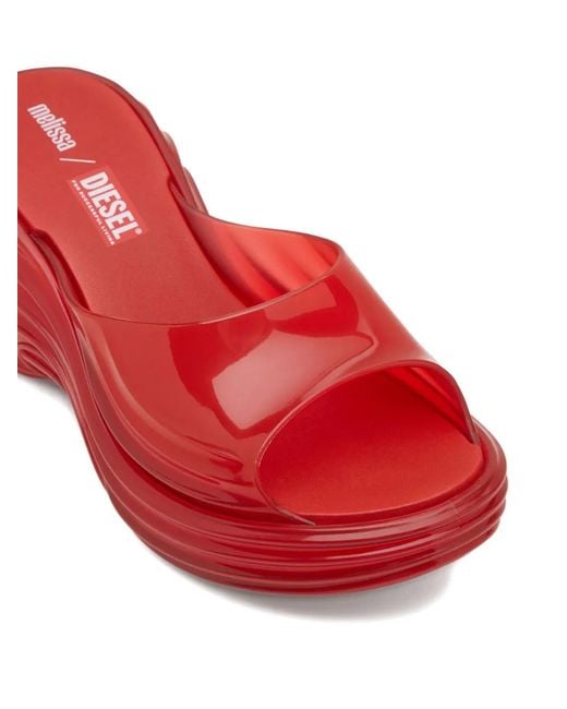 DIESEL Red X Melissa Platform Wave Sandals