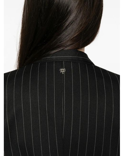 Aniye By Black Pinstripe-Pattern Double-Lapel Jacket