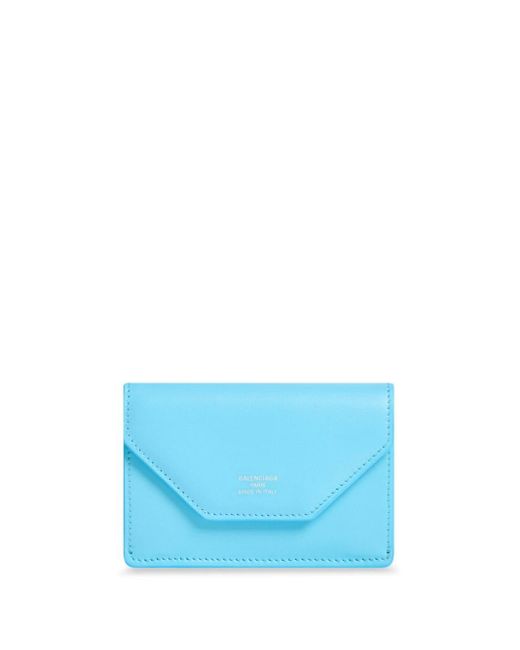 Balenciaga Blue Logo-stamp Leather Wallet