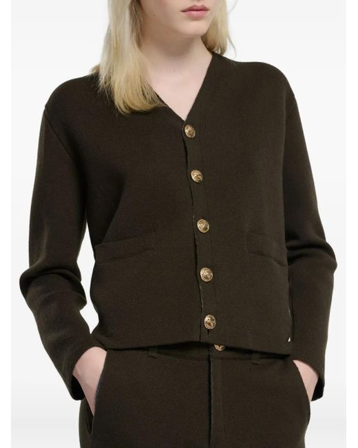 Barrie Black V-Neck-Button Cardigan