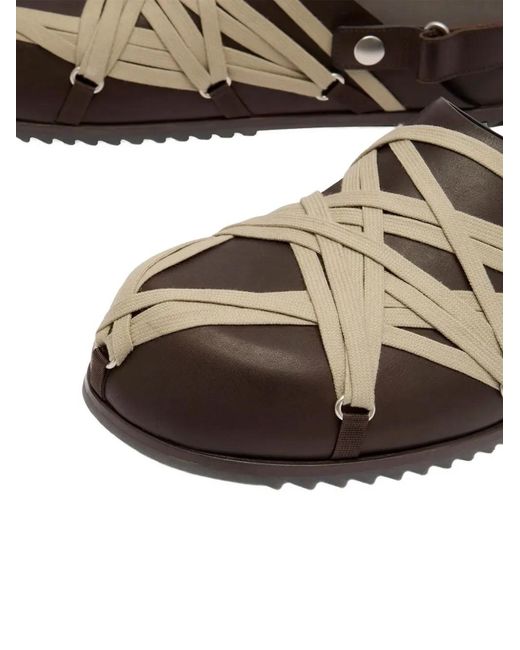 Rick Owens White Laced Strap Mules for men