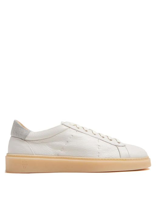 Eleventy White Logo-Debossed Leather Sneakers for men