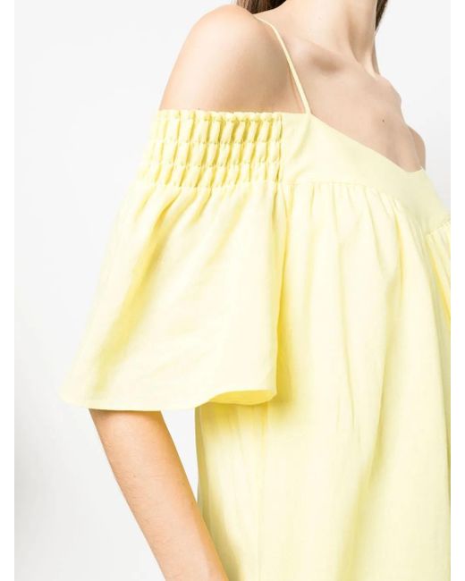 Karl Lagerfeld Yellow Belted Linen-Blend Midi Dress