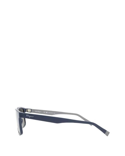 Ferragamo Blue Lunettes De Soleil À Monture Rectangulaire