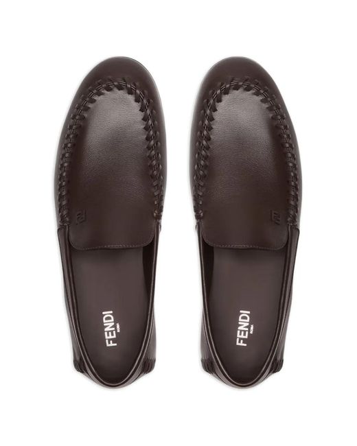 Fendi Gray Stitched Loafers for men