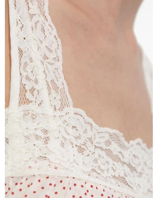 Vestido midi Marlowe con motivo de lunares Posse de color White