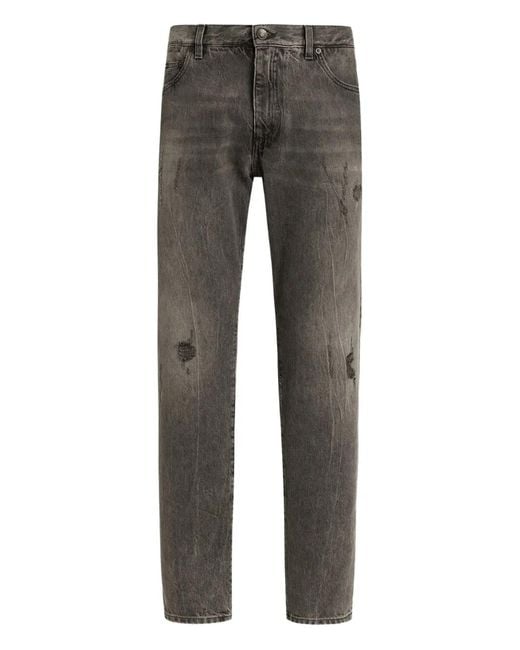 Dolce & Gabbana Gray Distressed-Effect Jeans for men